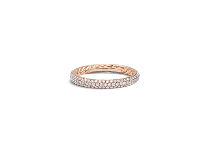 Rose Gold Plated CZ Studded Womens Twisted Band Ring